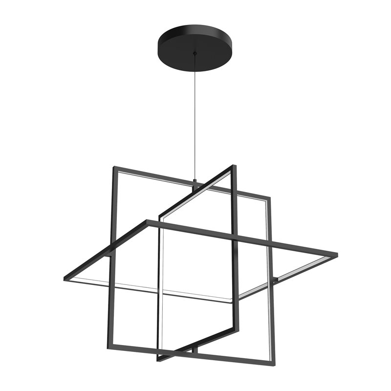 Mondrian 3 - Light LED Pendant, Black, 25.375" H x 27.625" W x 27.625" D