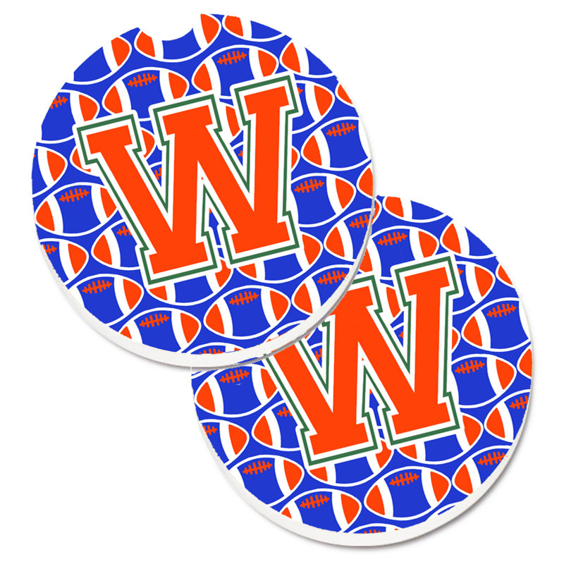 Sous-verre de football, W, Bleu / Orange
