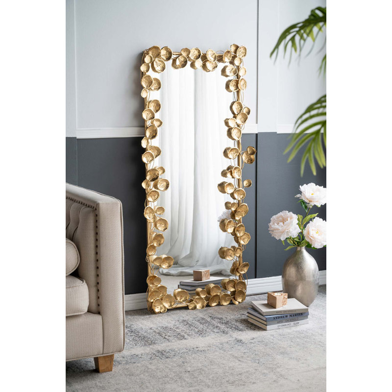 Miroir pleine grandeur avec détails dorés, plancher Miiror