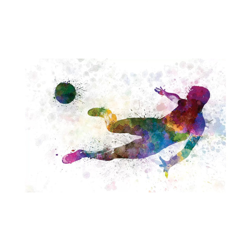 Man Soccer Football Player Flying Kicking II by Paul Rommer - Wrapped Canvas Gallery-Wrapped Canvas Giclée
