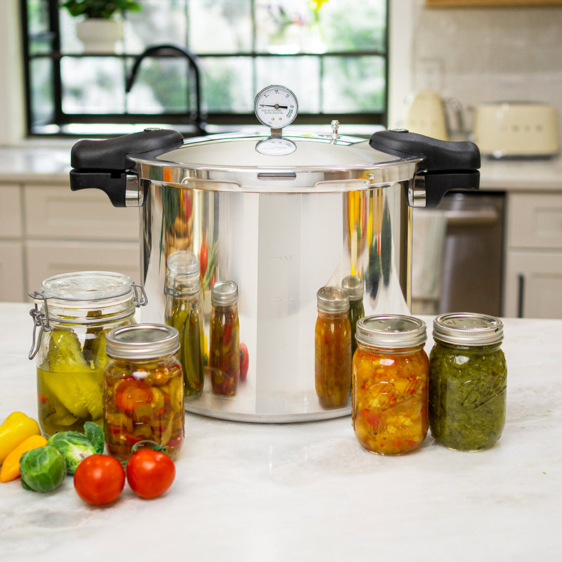22 qt. Aluminum Pressure Cooker With Built-in Pressure Dial Gauge 22 qt. Aluminum Pressure Cooker With Built-in Pressure Dial Gauge