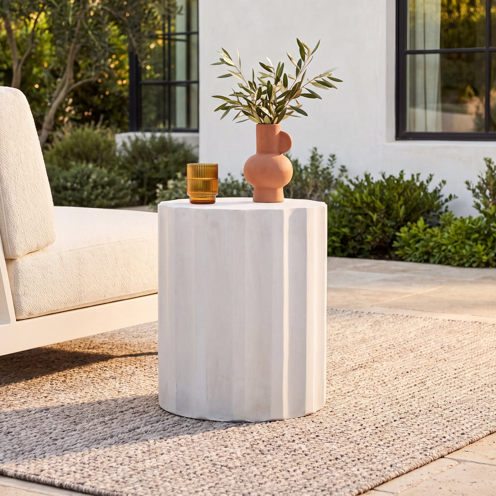 Coda 15.5 " Patio Side Table, Antique  White