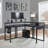 Domico L-Shaped Metal Base Computer Desk with Power Outlet