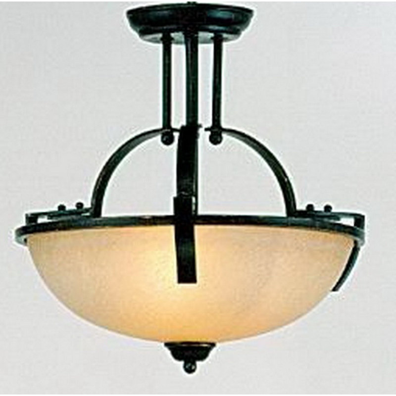 Plafonnier semi-encastré 15" à cuve simple 2 lumières Sickels