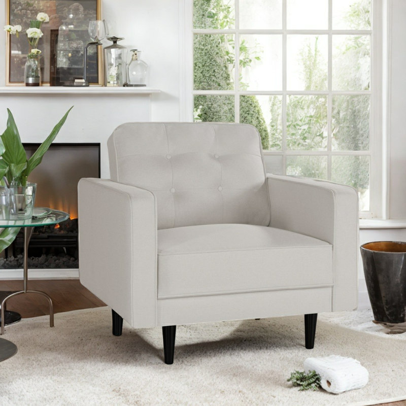Fauteuil d'appoint rembourré Thackeray, Boucle blanc