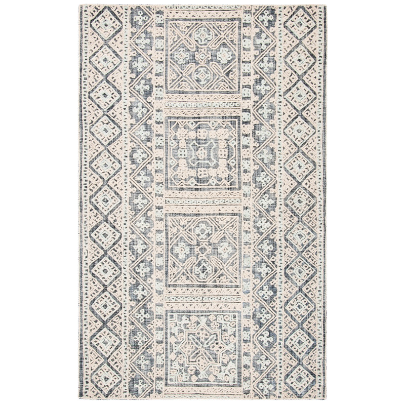 Hand Tufted Wool/Cotton Southwestern Rug in Beige/Gray, Rectangle 3' x 5'
