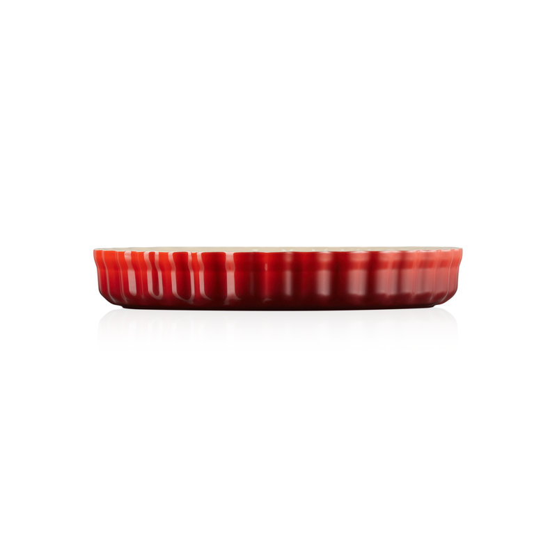Le Creuset Stoneware Fluted Flan Dish 28cm, Cerise