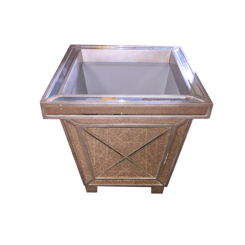 Support pour plante miroir avec bordure en bois argenté