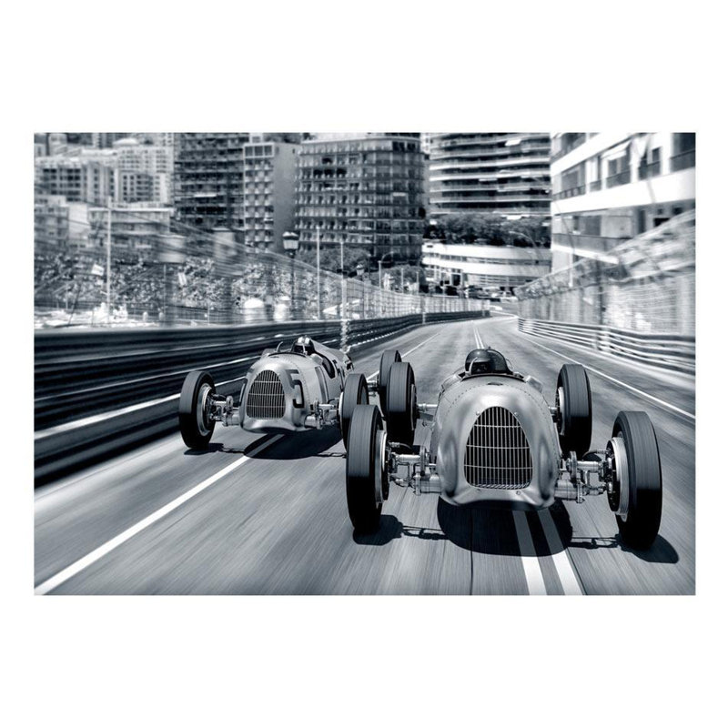 Panneau mural Formule 1 dans l'ancien temps 02, L 39 po x L 27 po, Noir / blanc