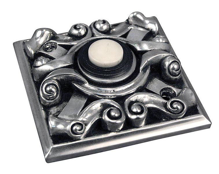 Sforza Push Button Doorbell, Antique Silver