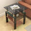Ensemble de 2 tables à thé modernes en verre trempé, plateau en verre trempé avec panneau de fibres à densité moyenne, table basse, table de bout, table carrée pour le salon, gris / noir-1010069280-1010069284