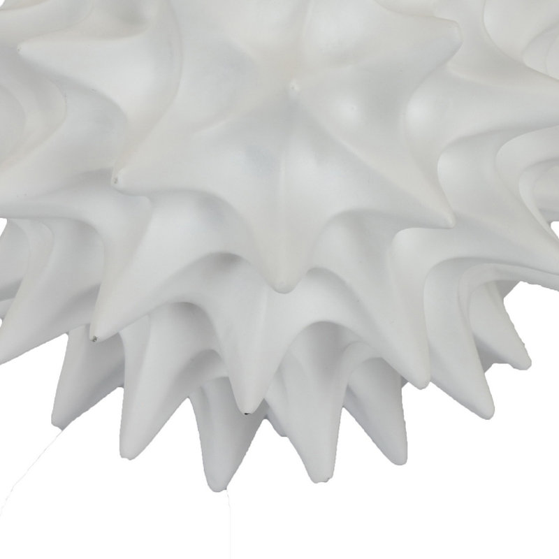 Saima Decorative Orb Sculpture with Spiked Patterns, White Resin 9 Inch