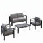 Ensemble de conversation de patio moderne en aluminium 4 pièces