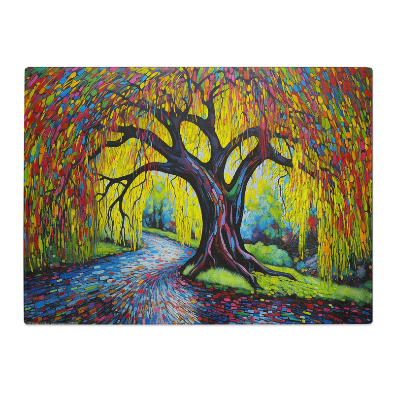 Weeping Willow Pop Art  Glass Chopping Board