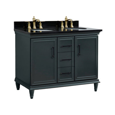 Meuble-lavabo double 49 po en granite et lavabo ovale