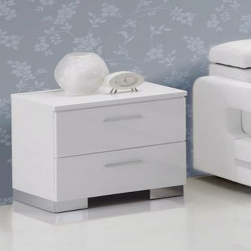 Table de chevet blanche et chromée