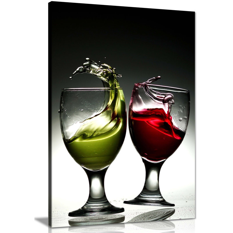 Liquor In Wine Glasses - Wrapped Canvas Print, 31cm H x 20cm W x 3cm D