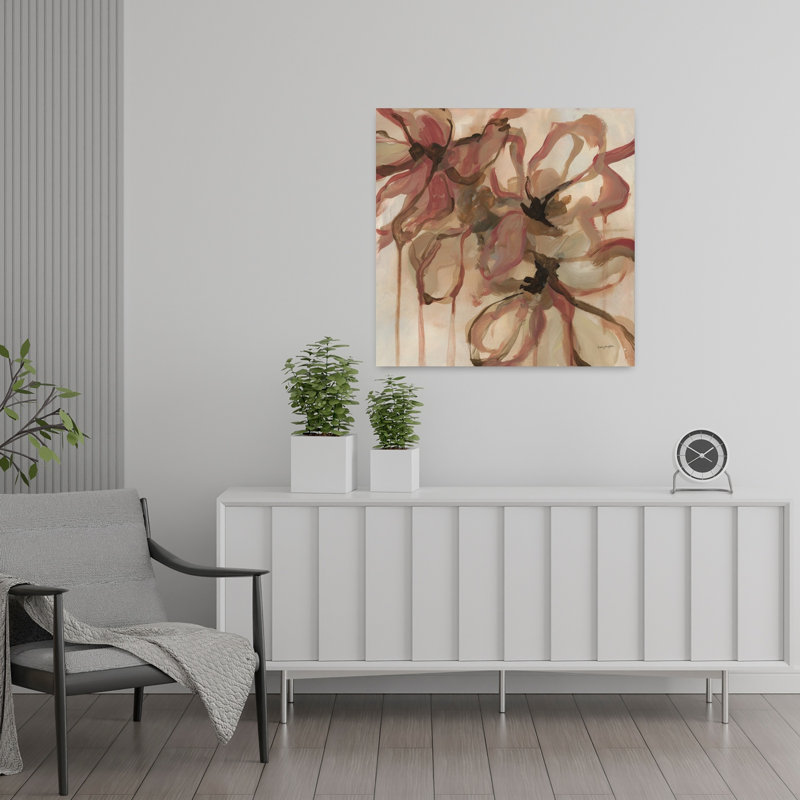 Amelia, art floral abstrait contemporain, H 24 po x l 24 po