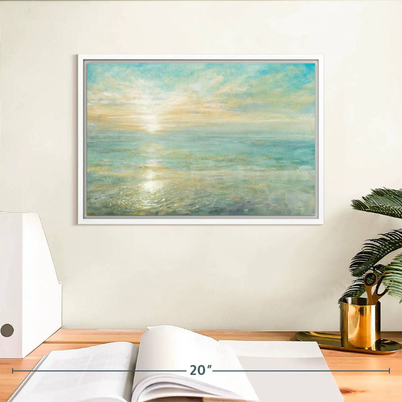 Lever de soleil, Cadre flottant blanc, 13 po x 9 po