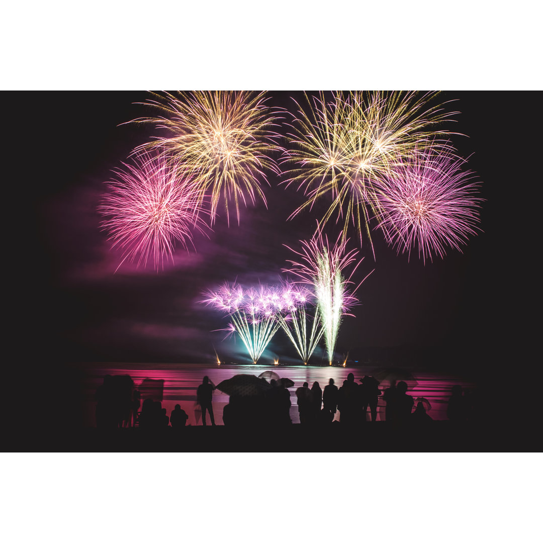 Beautiful Large And Colorful Fireworks by Gregory_DUBUS - No Frame Print on Canvas