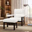 Chaise d'appoint moderne avec fauteuil moelleux pour salon, chambre à coucher, bureau, structure en bois massif, rembourrage en éponge de salon Mid-Century blanc