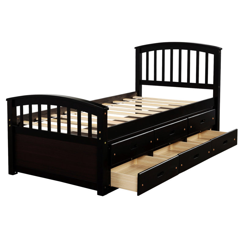 Eckart Solid Wood Slat Storage Bed, Espresso