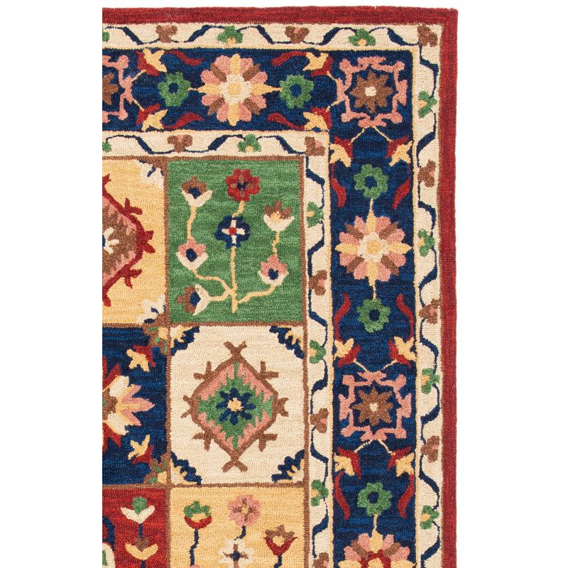 Tapis vert / bleu en laine touffeté à la main Greydon, Rectangle 6 pi x 9 pi