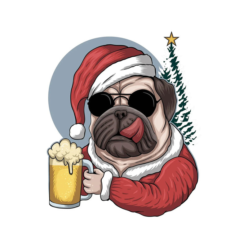 Pug Dog Beer Wearing - Wrapped Canvas Print, 45.72cm H x 45.72cm W x 3.81cm D