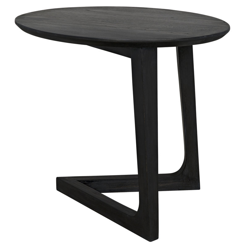 Cantilever Charcoal Black 17.5" Round Solid Wood End Table
