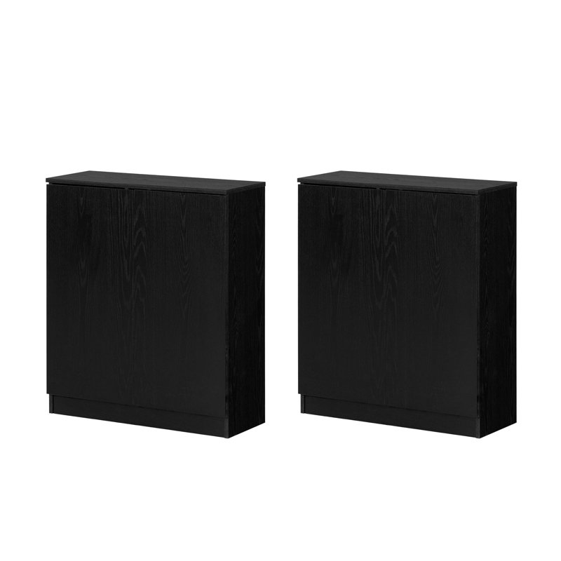 Arum Set Of 2 Sideboards With 2 Doors, Black Oak