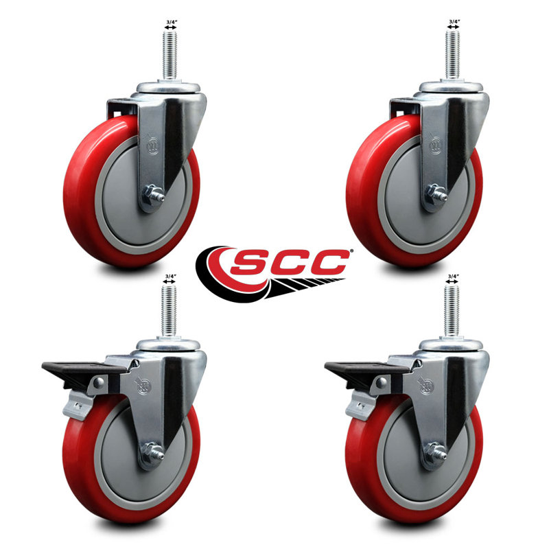 Poly Wheel Swivel 3/4 Inch Threaded Stem Caster Service Caster