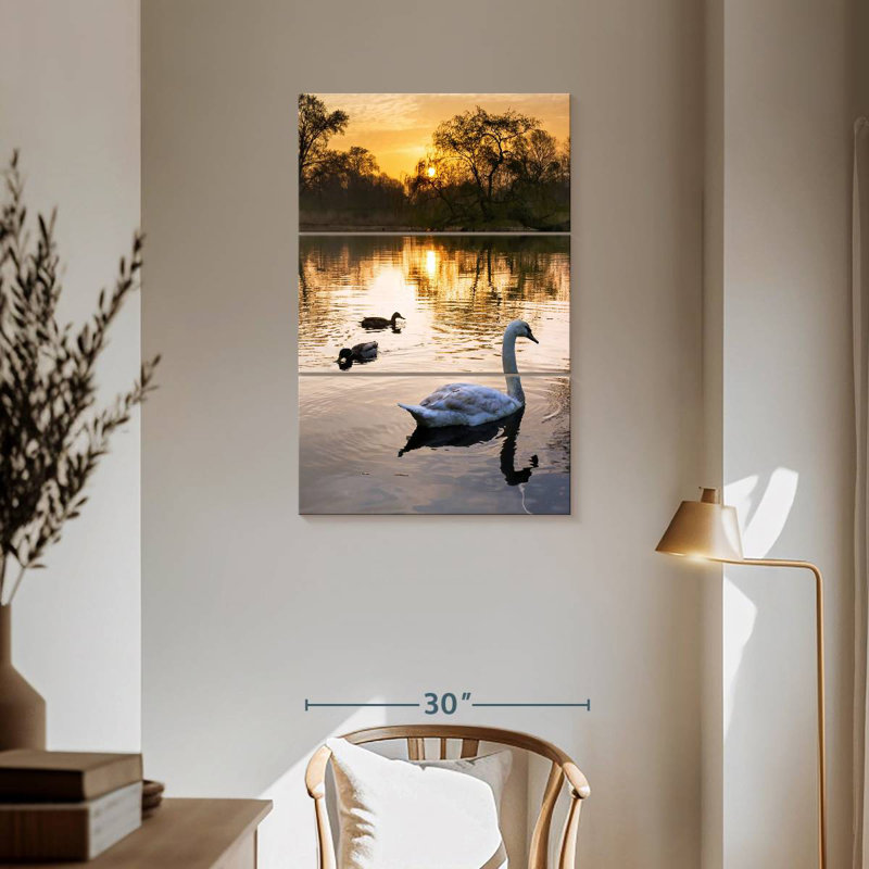 Brampt Vondelpark Swans At Sunrise, 57" H x 36" W