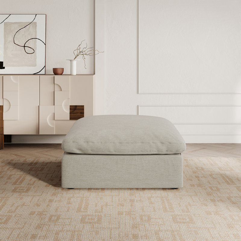 Prespa Upholstered Ottoman, Cement Gray