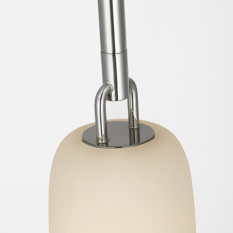 Kelly Wearstler Formosa Single Pendant with Alabaster, Polished Nickel, 56" H x 3.25" W x 3.25" D