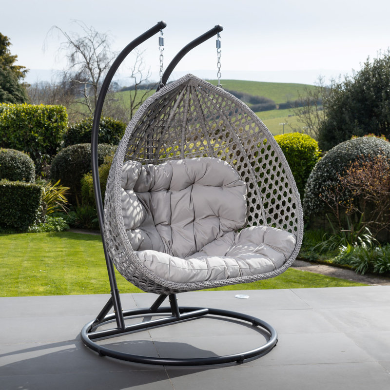 Panora 2 Person Porch Swing with Canopy, Light Grey, Grey