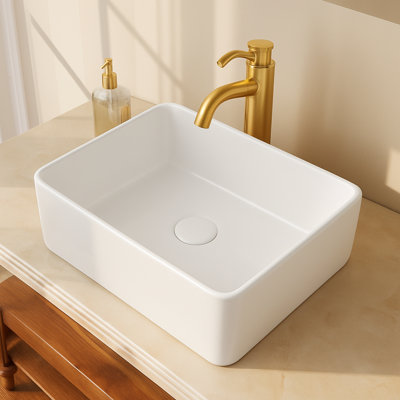 Lavabo vasque rectangulaire en porcelaine vitrifiée 16 po x 12 po