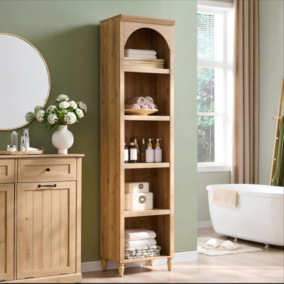 Armoire de rangement pour chaussures haute arquée, étagère à chaussures étroite en bois, 2 tablettes réglables, organisateur de garde-robe autoportant Farmhouse, 5 niveaux (naturel)