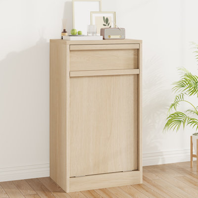 Tilt-Out Trash Cabinet with Storage Drawer, Hidden Pet-Proof Waste Bin for Kitchen, Living Room, and Small Apartments