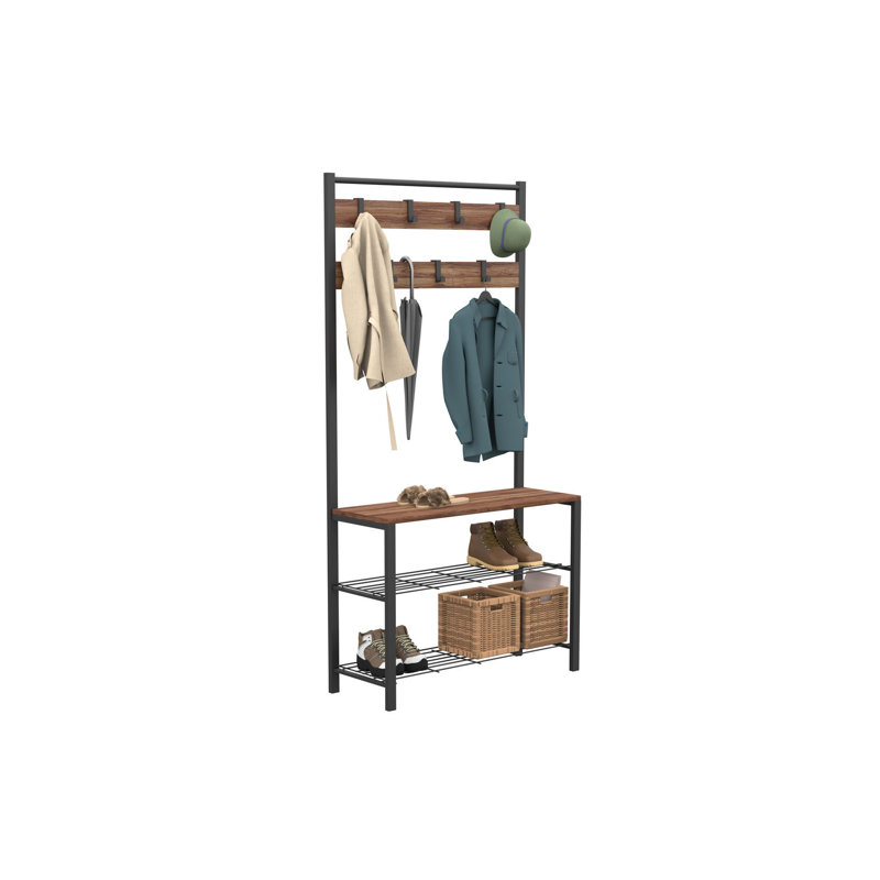 Jaquelin 86 cm W Hall Tree with Storage Bench and Shoe Storage
