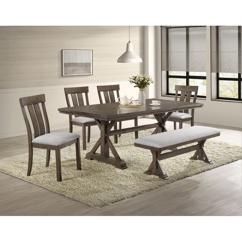 1pc Rustic Upholstered Dining Bench Rich Wood Finish Wooden Dining Room Furniture Brown