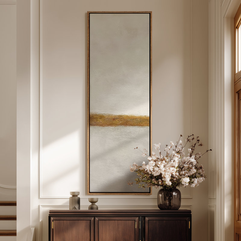 Large Framed Canvas Wall Art - Minimalist Tunes Prints - 60"x20", Natural, 60" H x 20" W