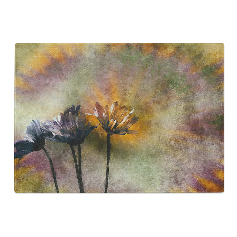 Three Daisies Chopping Board, 0.4cm H x 20cm W x 28.5cm L