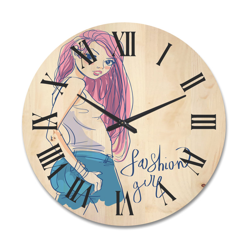 Horloge murale tendance fille en bois I, Très grand
