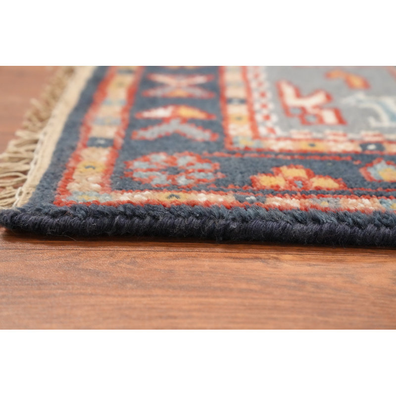 Tapis géométrique Kazak fabriqué à la main 3 x 5
