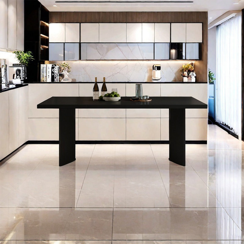 Table de salle à manger noire, H 29,53 po x L 55,12 po x l 31,5 po