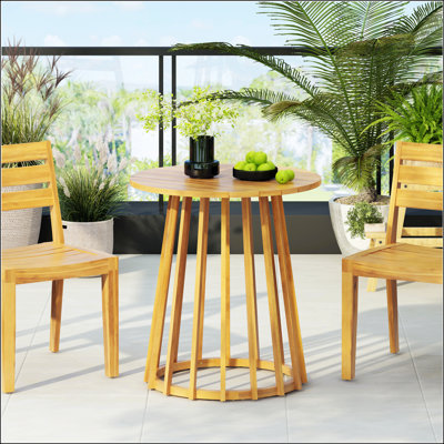 Outdoor Round Top Acacia Wood Dining Table, Durable And Weather-Resistant For Elegant Alfresco Gatherings