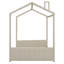 Lit de maison beige avec cadre - assure une bonne nuit de sommeil pour le toit en bois et rehausse l'ambiance de la chambre à coucher