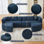 Bleu - Canapé modulaire combiné de 114,9 po de conception incurvée, siège profond de 24,4 po, ressorts ensachés et coussins de soutien modulaires désossés, profondeur d'assise, coussins en mousse haute densité-1807158331