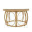 Table basse intérieure/extérieure de 68 cm de large, table d'appoint ronde en aluminium pour terrasse avec dessus en verre et revêtement en résine tressée PE.