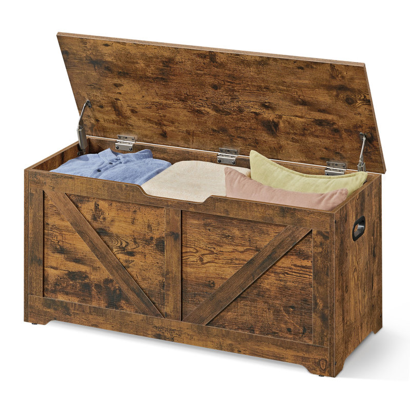 Storage Trunk With 2 Safety Hinges, Brown